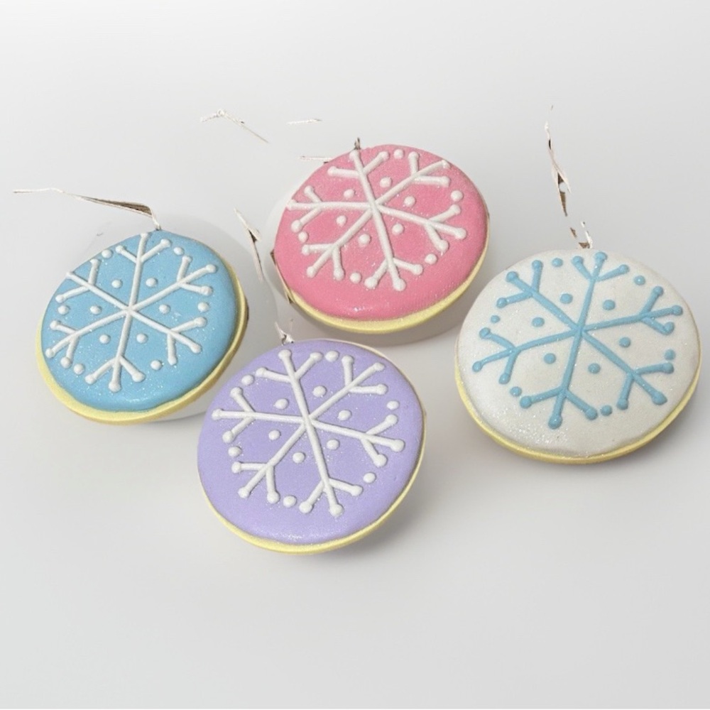 Set of Snowflake Ornaments in Pastel Colors